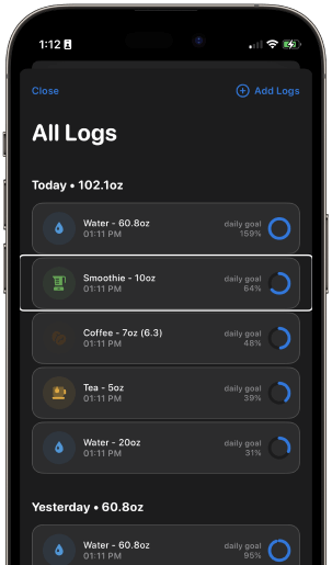 more water tracker features dark